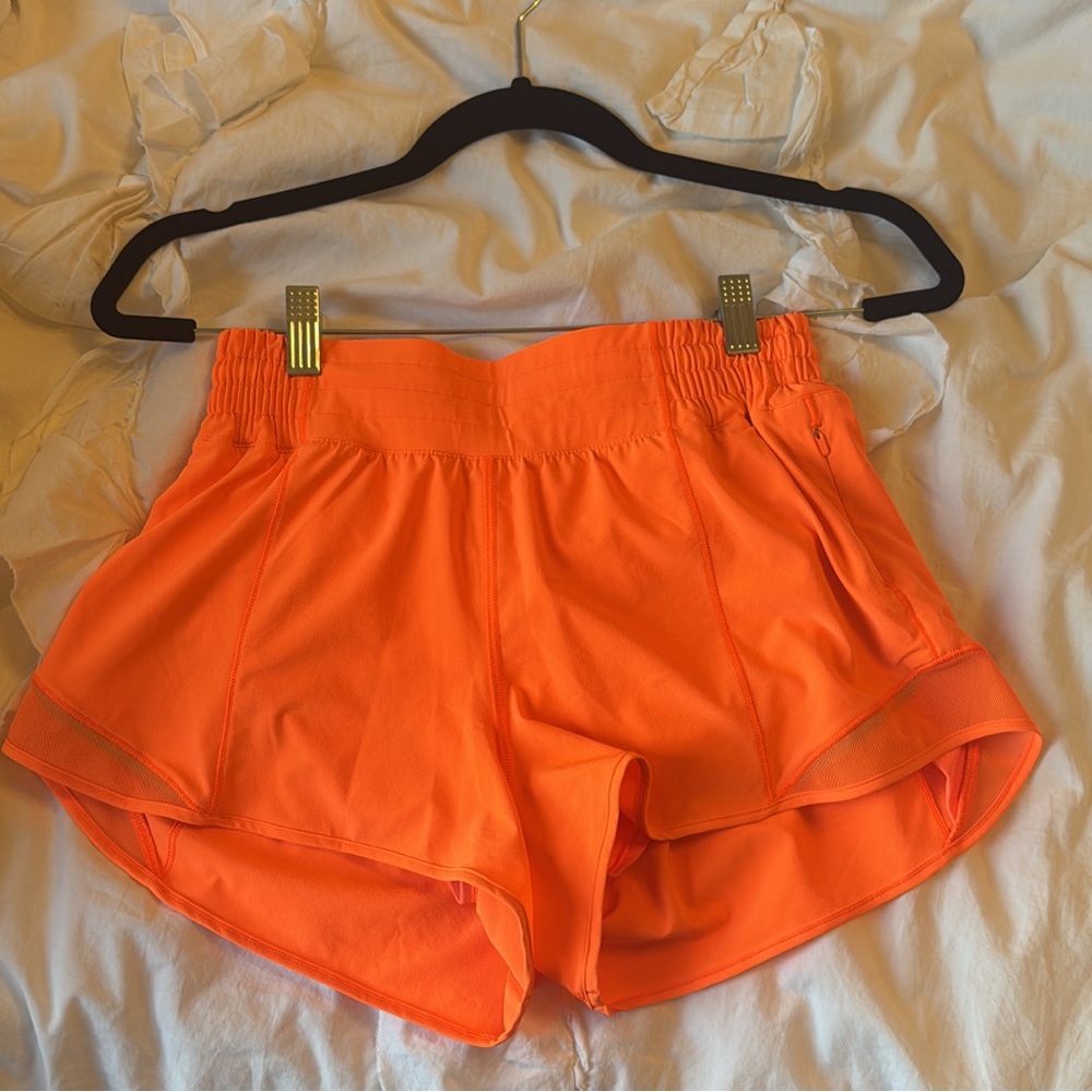 Lulu Orange high rise hotty hot shorts